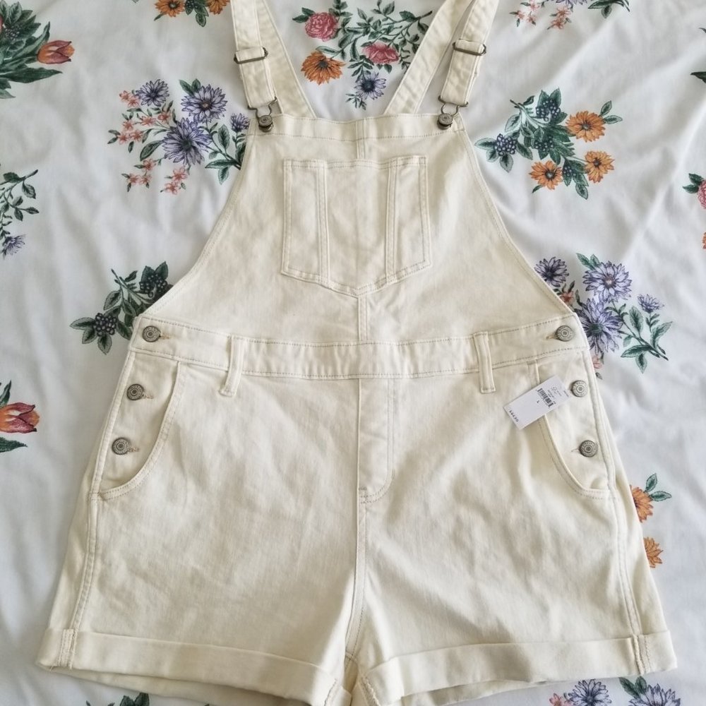 NWT Old Navy Short Overalls / Shorteralls Beige L